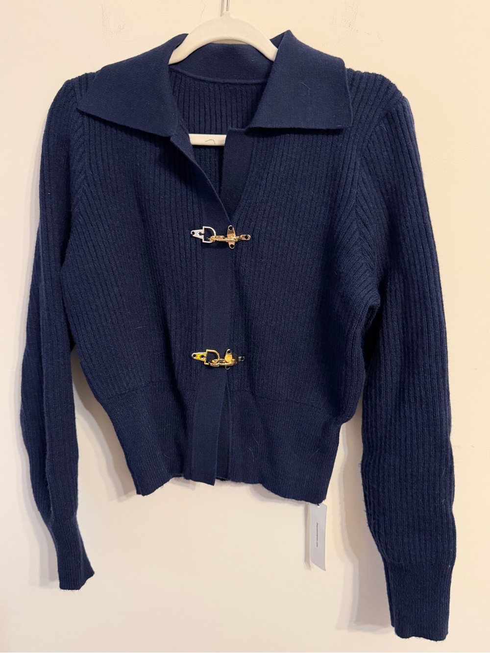 Commense Navy Ribbed Toggle Blazer Jacket - Picture 3 of 4